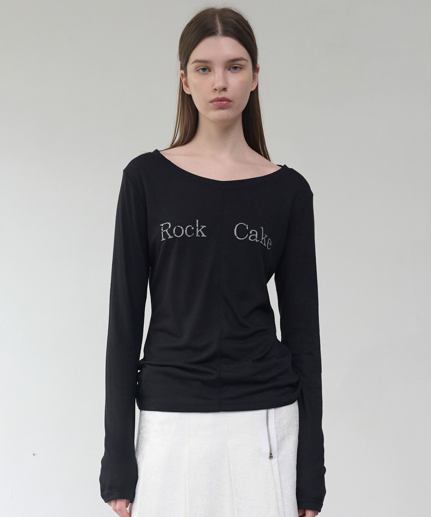 [ROCKCAKE] Front Slit Long Sleeve Top /追跡付 MUSINSA | ROCKCAKE Front Slit Long Sleeve Top - Black