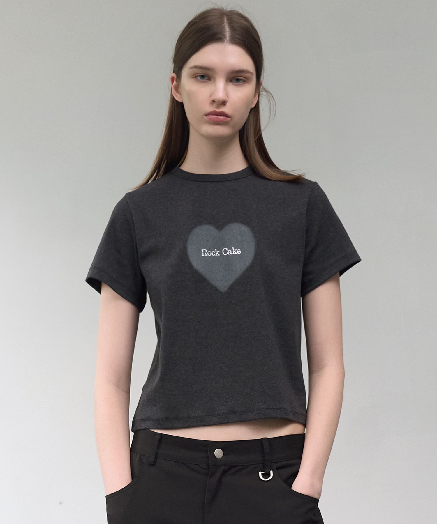 ★ROCKCAKE★ Check Heart Top MUSINSA | ROCKCAKE Heart Graphic Logo Top - Charcoal