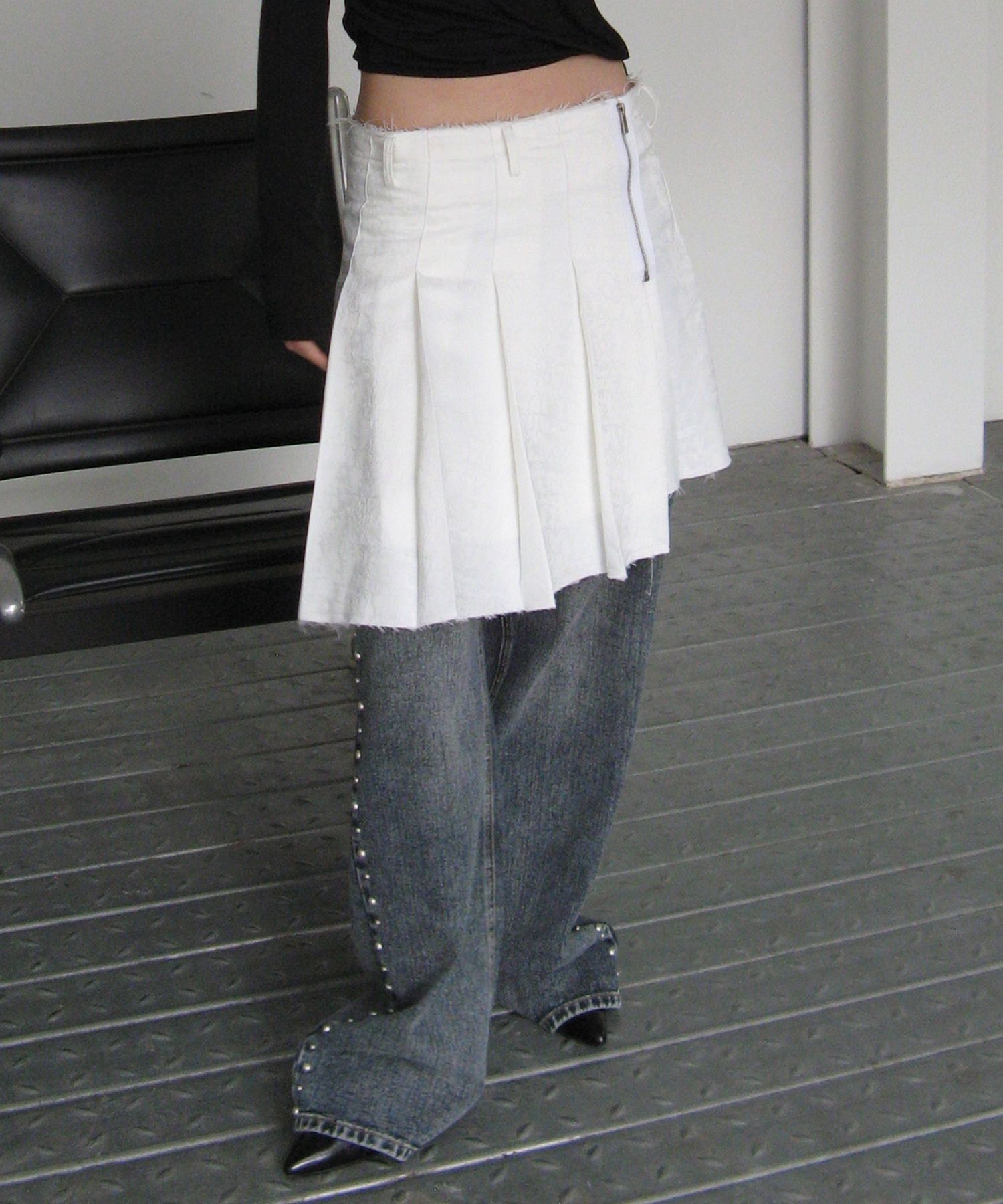 ◆ROCKCAKE◆ Jacquard Pleated Skirt White MUSINSA | ROCKCAKE Jacquard Pleated Skirt - White
