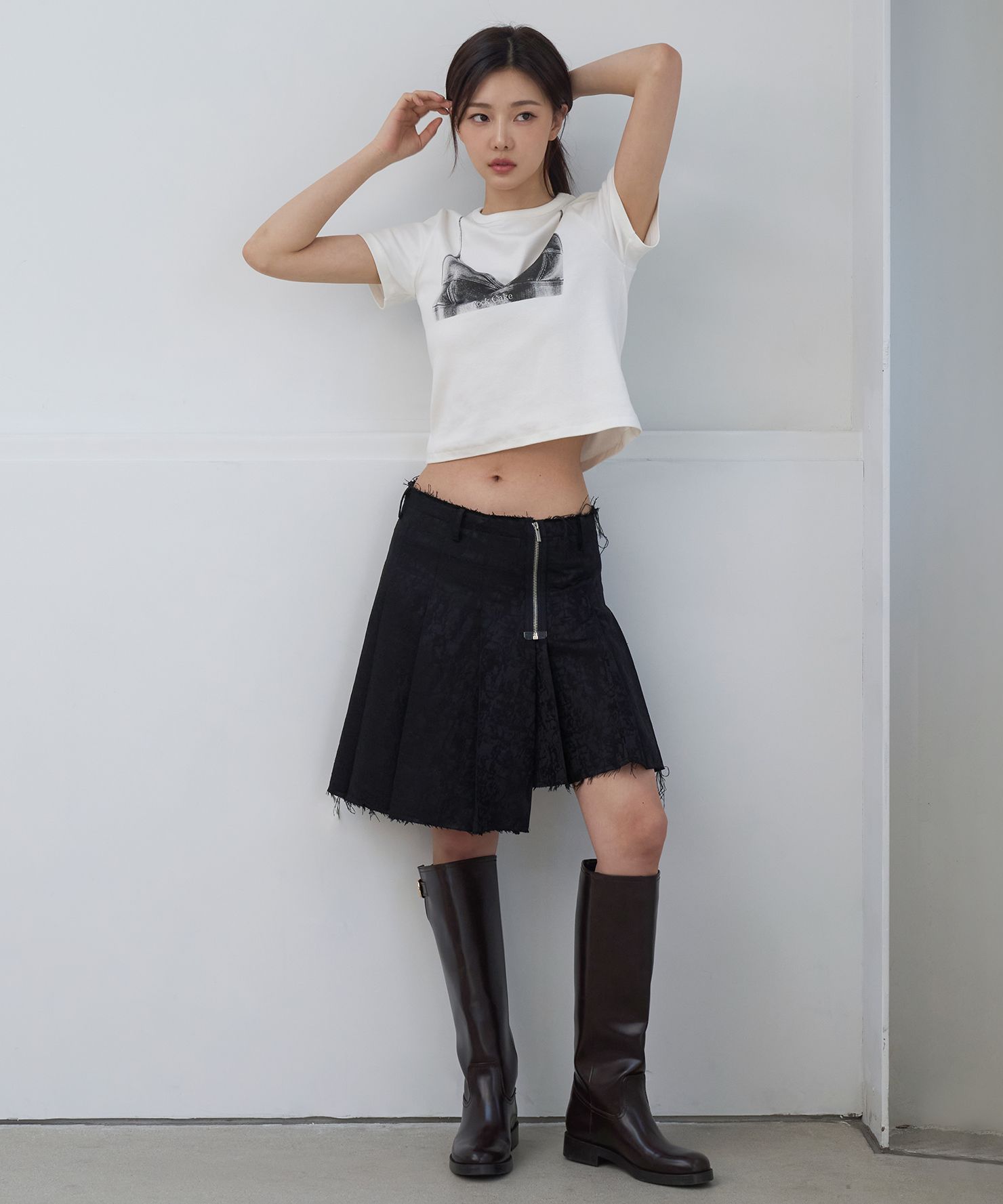 ◆ROCKCAKE◆ Jacquard Pleated Skirt Black MUSINSA | ROCKCAKE Jacquard Pleated Skirt - Black