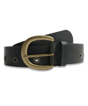 Wide Vintage Eyelet Belt in Black