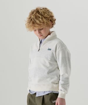 하프 집업 스트라이프 스웨트셔츠 화이트멜란지 LK2501CR03WM