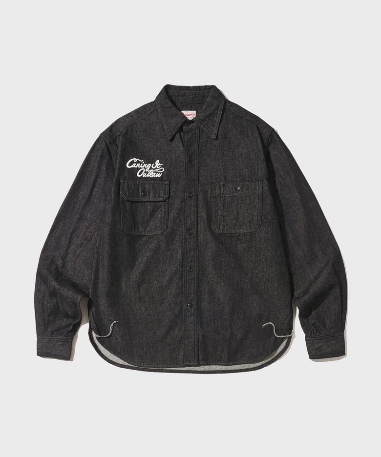 LOOSE FIT MECHANIC DENIM WORK SHIRT_BLACK