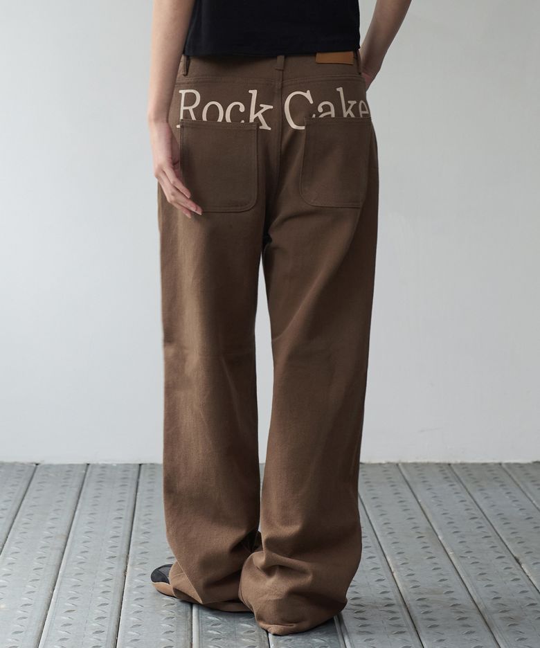 Lettering Hide Pants - Brown