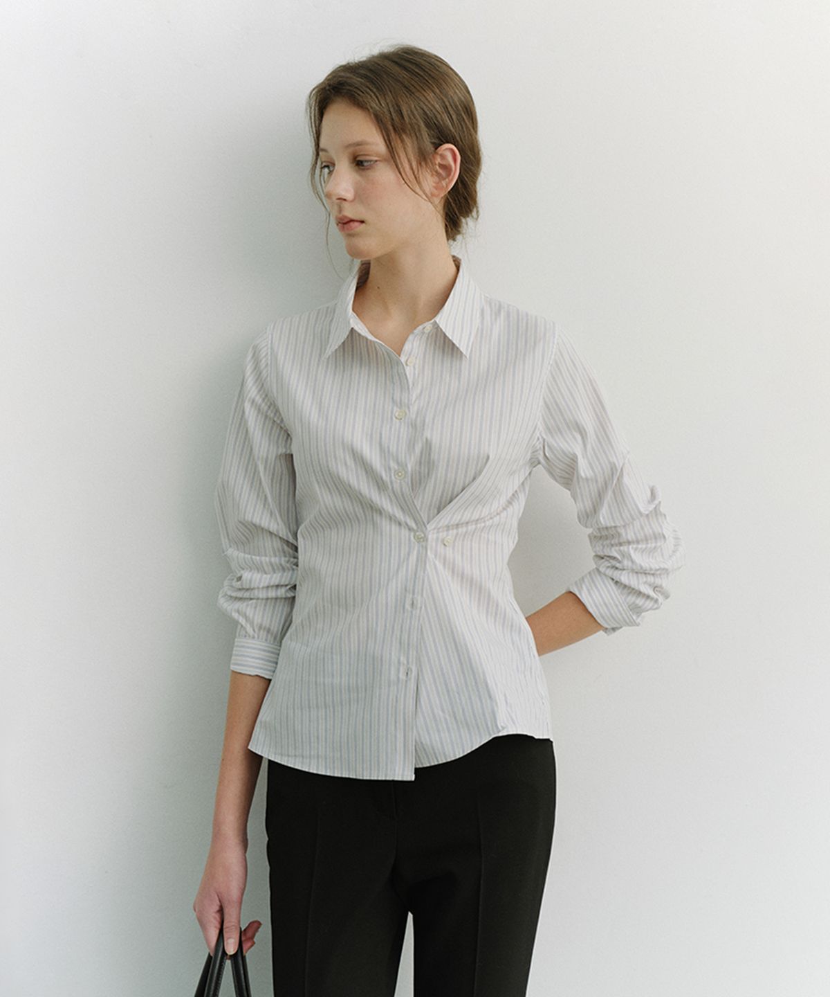 던스트(DUNST) 2-WAY ESSENTIAL STRIPED SHIRT_UDSH6A202_GREY STRIPE