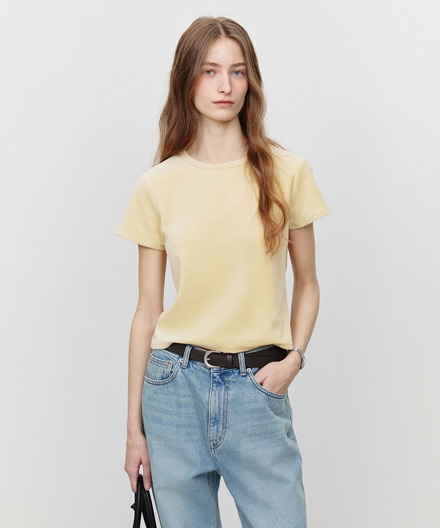 ★Dunst★ VELOUR TSHIRT BUTTER YELLOW_UDTS5A203Y1 MUSINSA | DUNST FOR WOMEN VELOUR T-SHIRT_UDTS5A203_BUTTER YELLOW