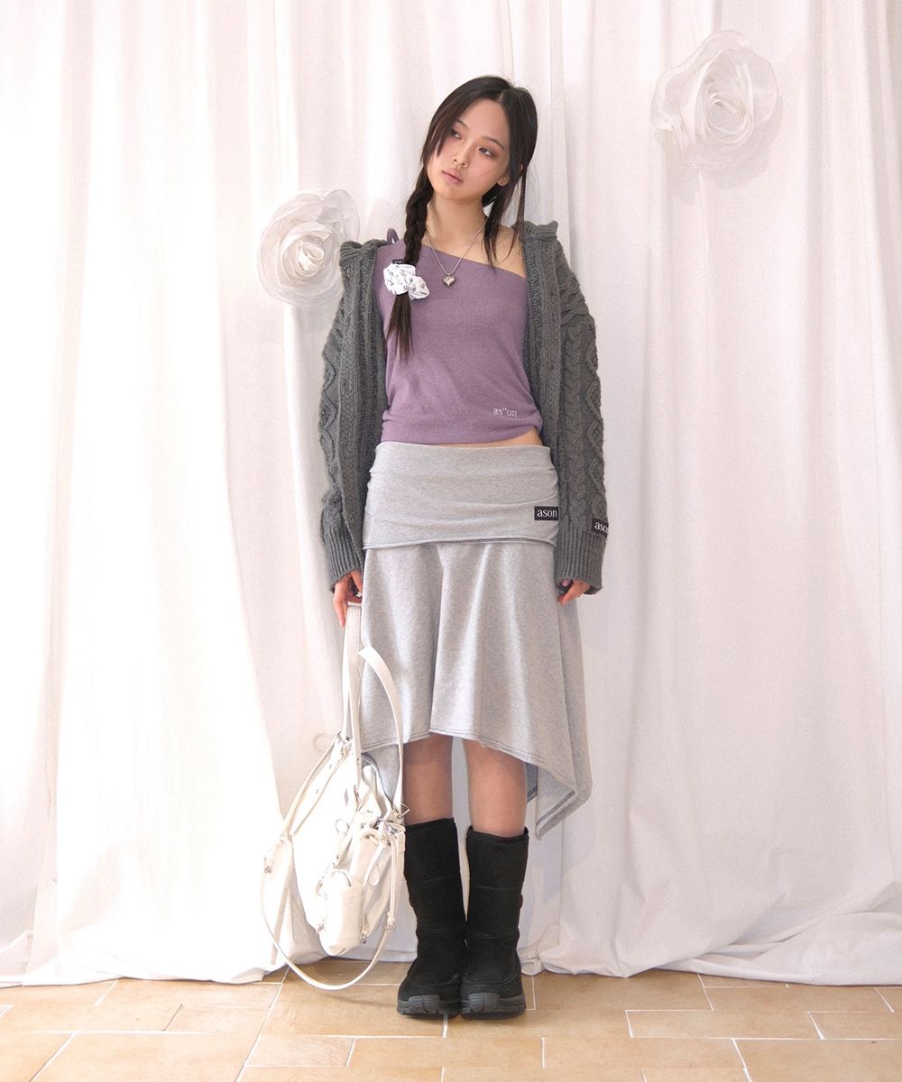 MUSINSA | ASON LENA UNBALANCE SKIRT / GRAY
