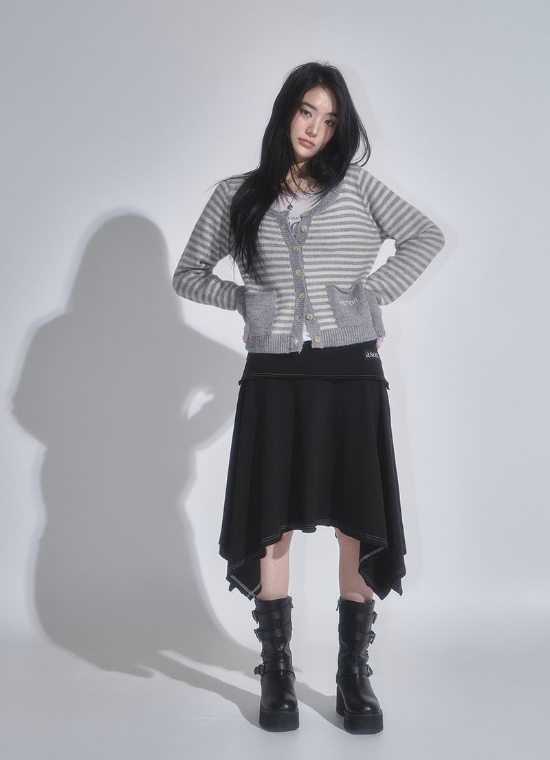 ★as''on★LENA UNBALANCE SKIRT / BLACK★正規品/韓国送料込 MUSINSA | ASON LENA UNBALANCE SKIRT / BLACK