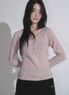 WISH RIBBED BUTTON TEE / PINK