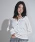 WISH RIBBED BUTTON TEE / IVORY