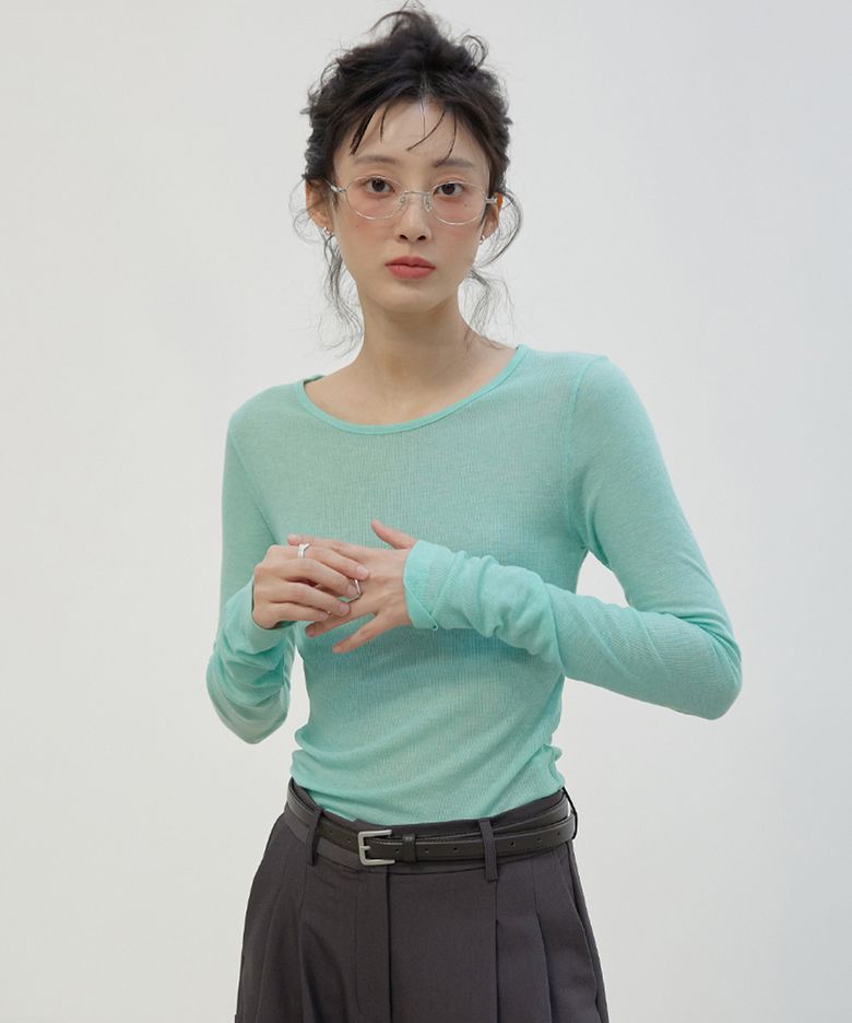 레이어드 시어 텐셀 탑 민트그린