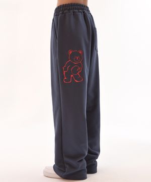 The sun 자수 핀턱 2-Way 와이드 트레이닝 스웨트 팬츠 AP901 (네이비)