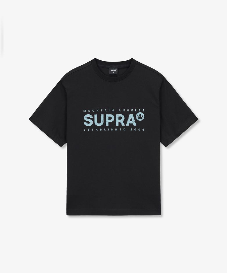 여성 크랙 로고 그래픽 티셔츠(BLACK)