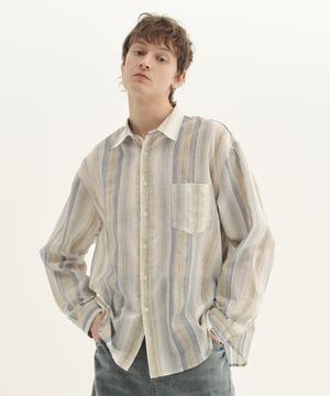 스트라이프 리넨 셔츠_옐로우