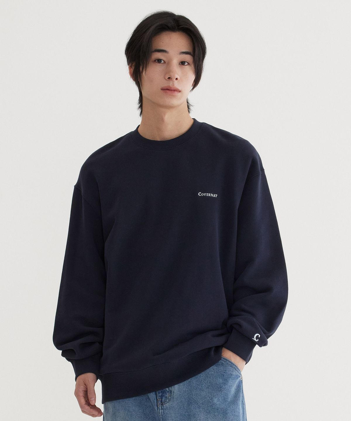 커버낫(COVERNAT) 스몰 어센틱 맨투맨 Dark Navy