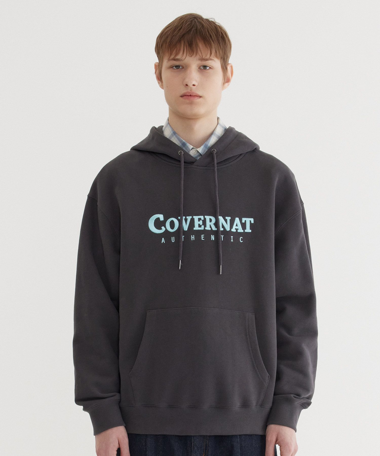 パーカー・フーディ COVERNAT Authentic Logo Hoodie Charcoal MUSINSA | COVERNAT Authentic Logo Hoodie Charcoal