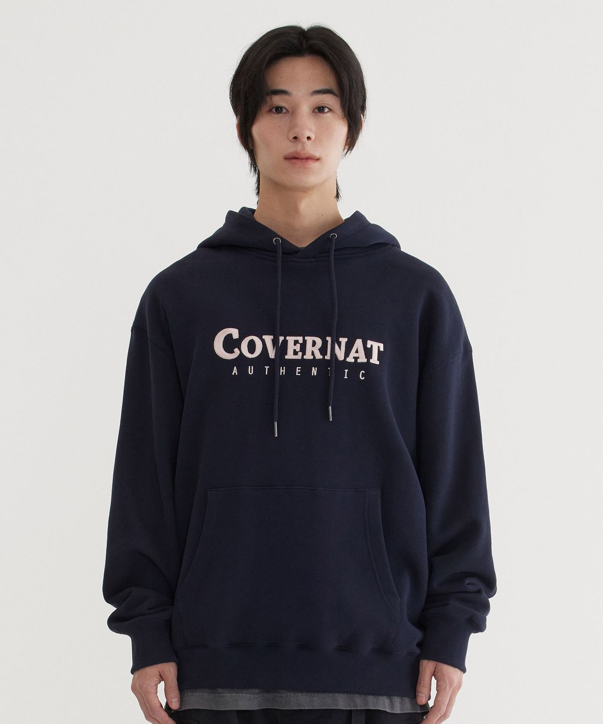 커버낫(COVERNAT) 어센틱 로고 후디 Dark Navy