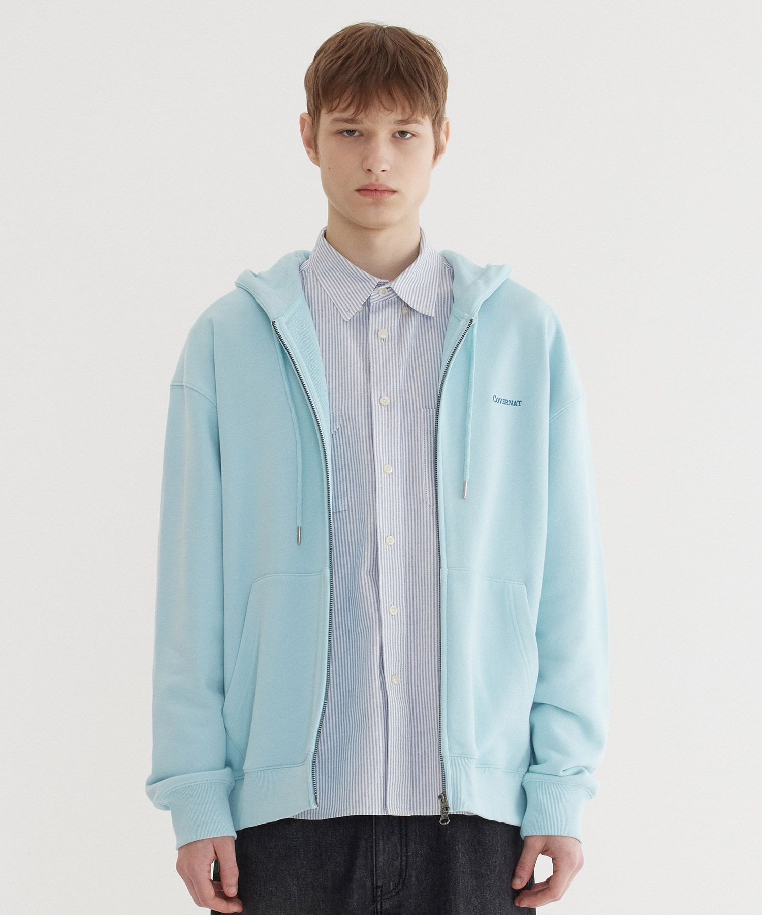 パーカー・フーディ COVERNAT Authentic Logo Hoodie Sky Blue MUSINSA | COVERNAT Authentic Logo Hoodie Light Blue