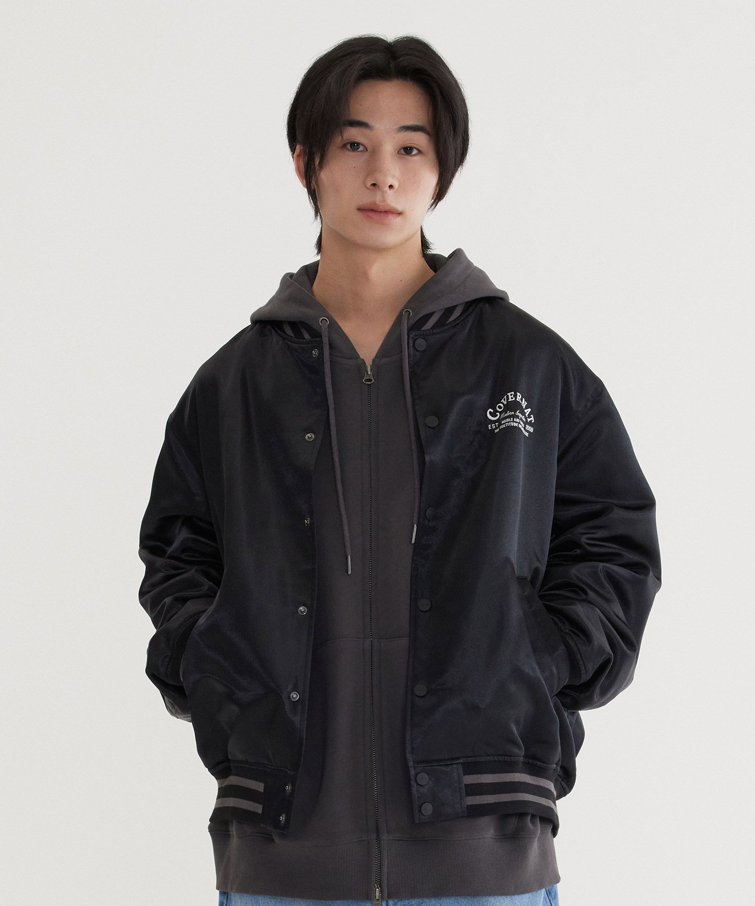 ☆韓国の人気☆【COVERNAT】☆(W) VARSITY JACKE.T☆ MUSINSA | COVERNAT Authentic Varsity Black