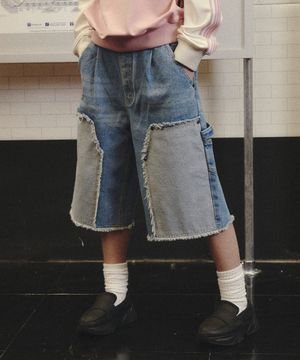 카펜터 프론트 백 버뮤다 데님 쇼츠 라이트 블루