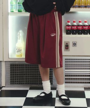 져지 트랙 버뮤다 쇼츠 버건디