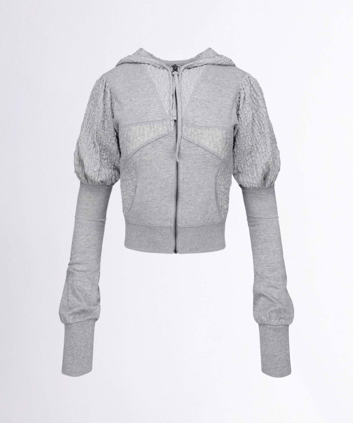 스컬프터(SCULPTOR) Puff Sleeve Zip-Up Hoodie Melange Gray
