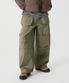 라운드 포켓 니 딥 턱 벌룬핏 코튼 팬츠 [카키]