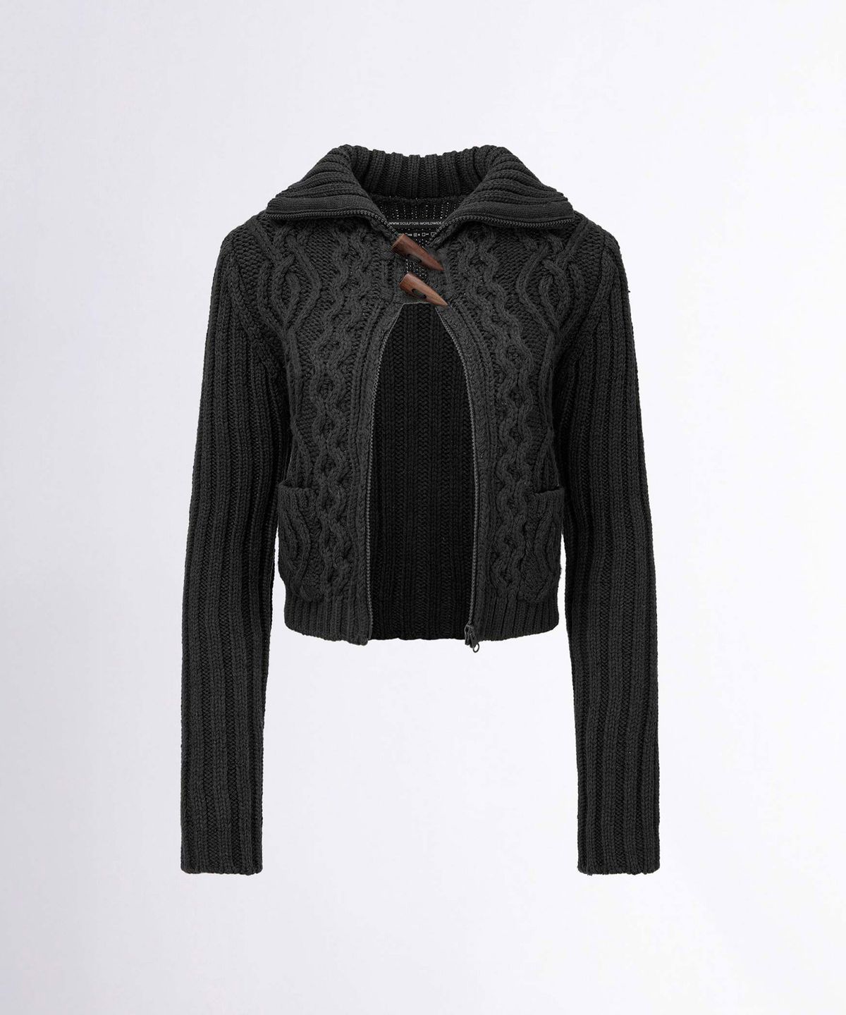스컬프터(SCULPTOR) Two Way Cable Cardigan Charcoal