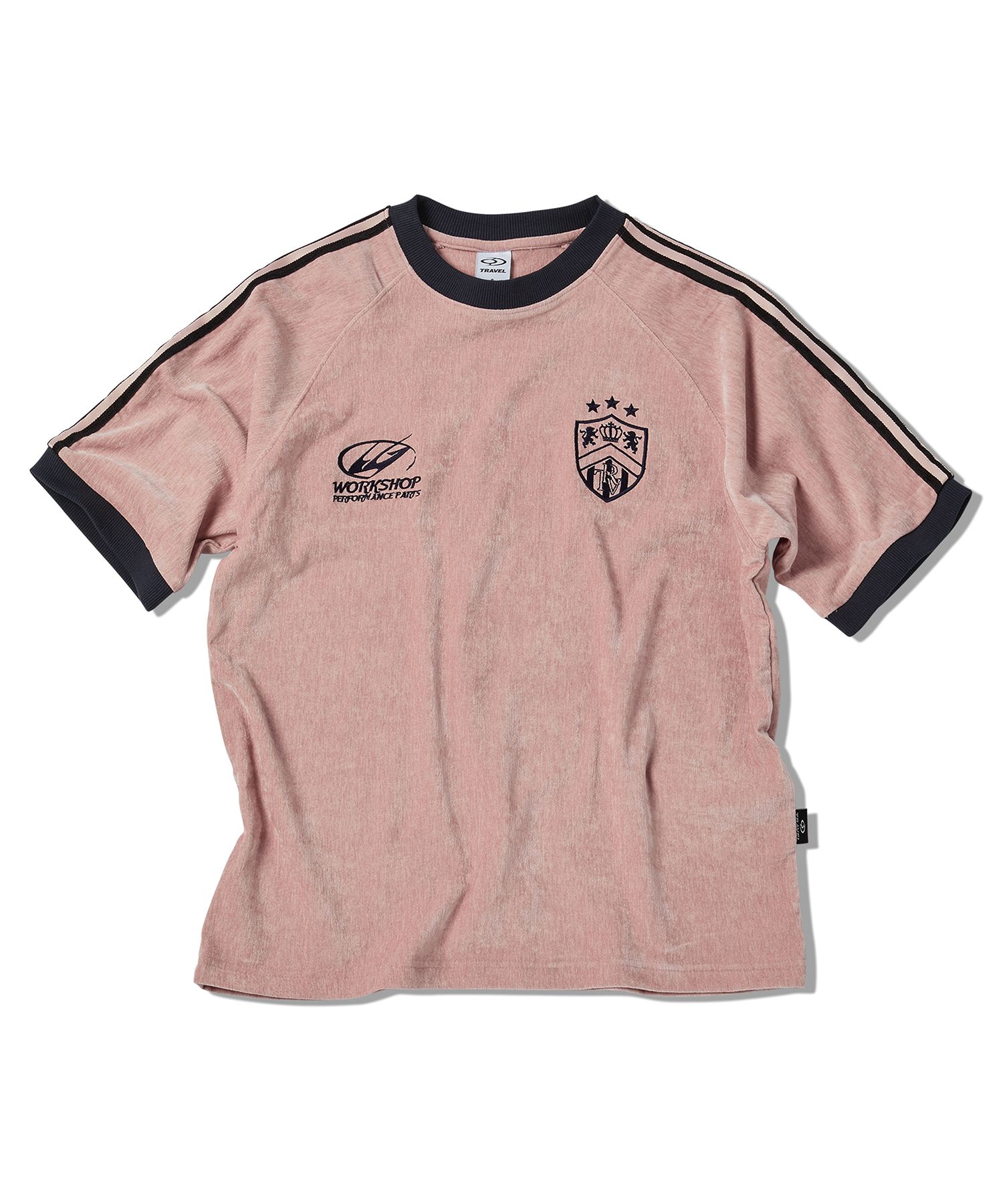 ◆TRAVEL Velour Line Tape Ringer Tshirt/3色◆ MUSINSA | TRAVEL Velour Line Tape Ringer Short Sleeve T