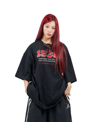 1986 프린팅 오버 핏 반팔_블랙