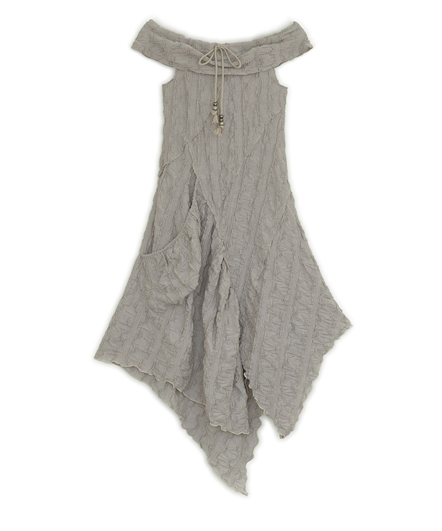 ◆25SS HUG YOUR SKIN Drawstring Off-Shoulder Dress/3色◆ MUSINSA | HUG YOUR SKIN Drawstring Off-Shoulder Dress (Beige)