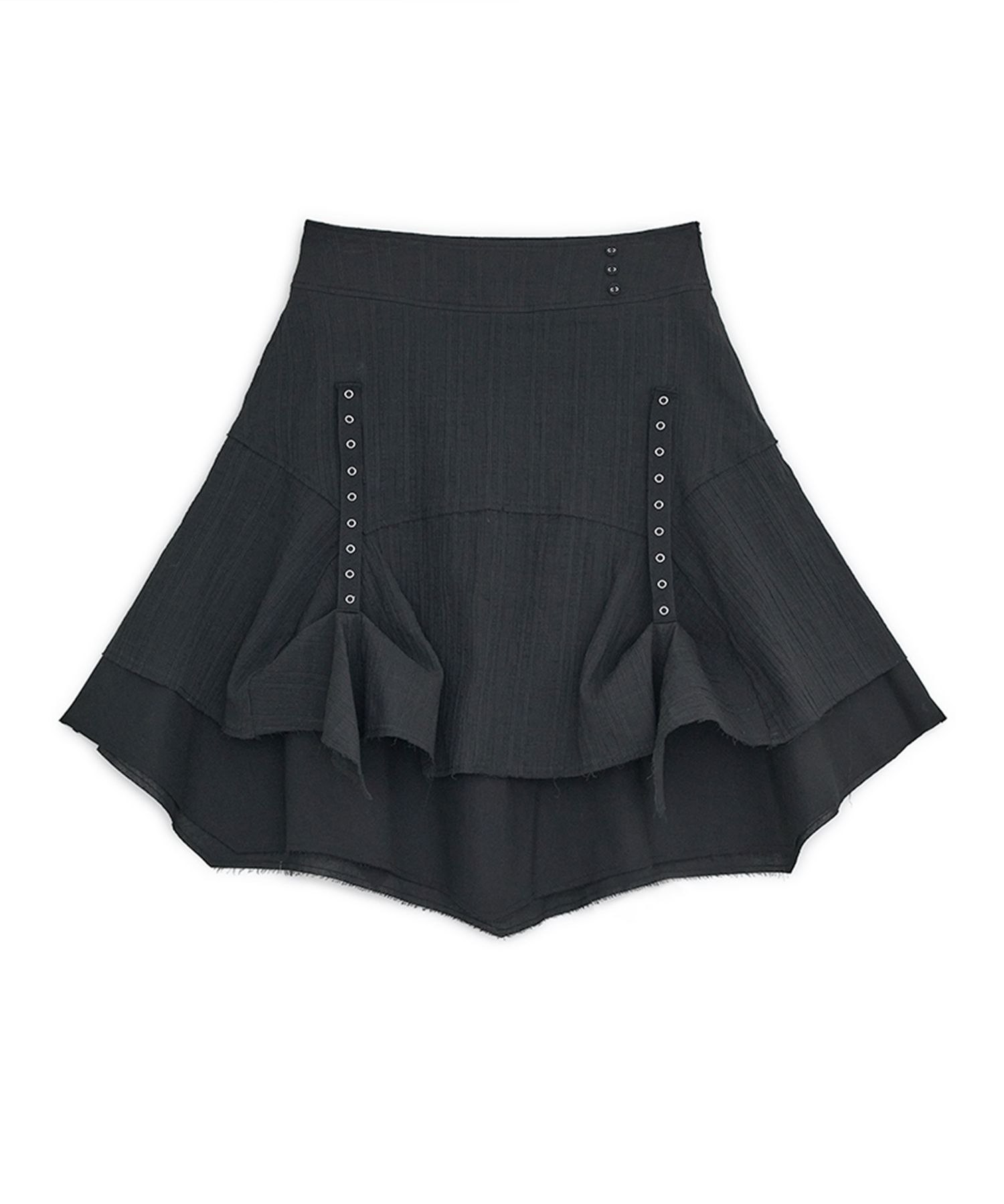 MUSINSA | HUG YOUR SKIN Strappy Layered Midi Skirt (Black)