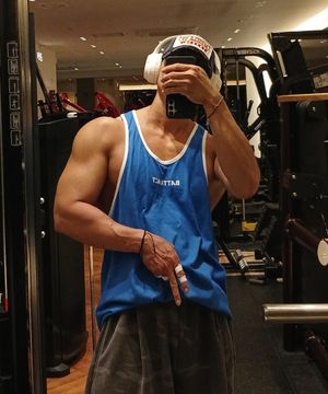 베이직 로고 민소매_블루