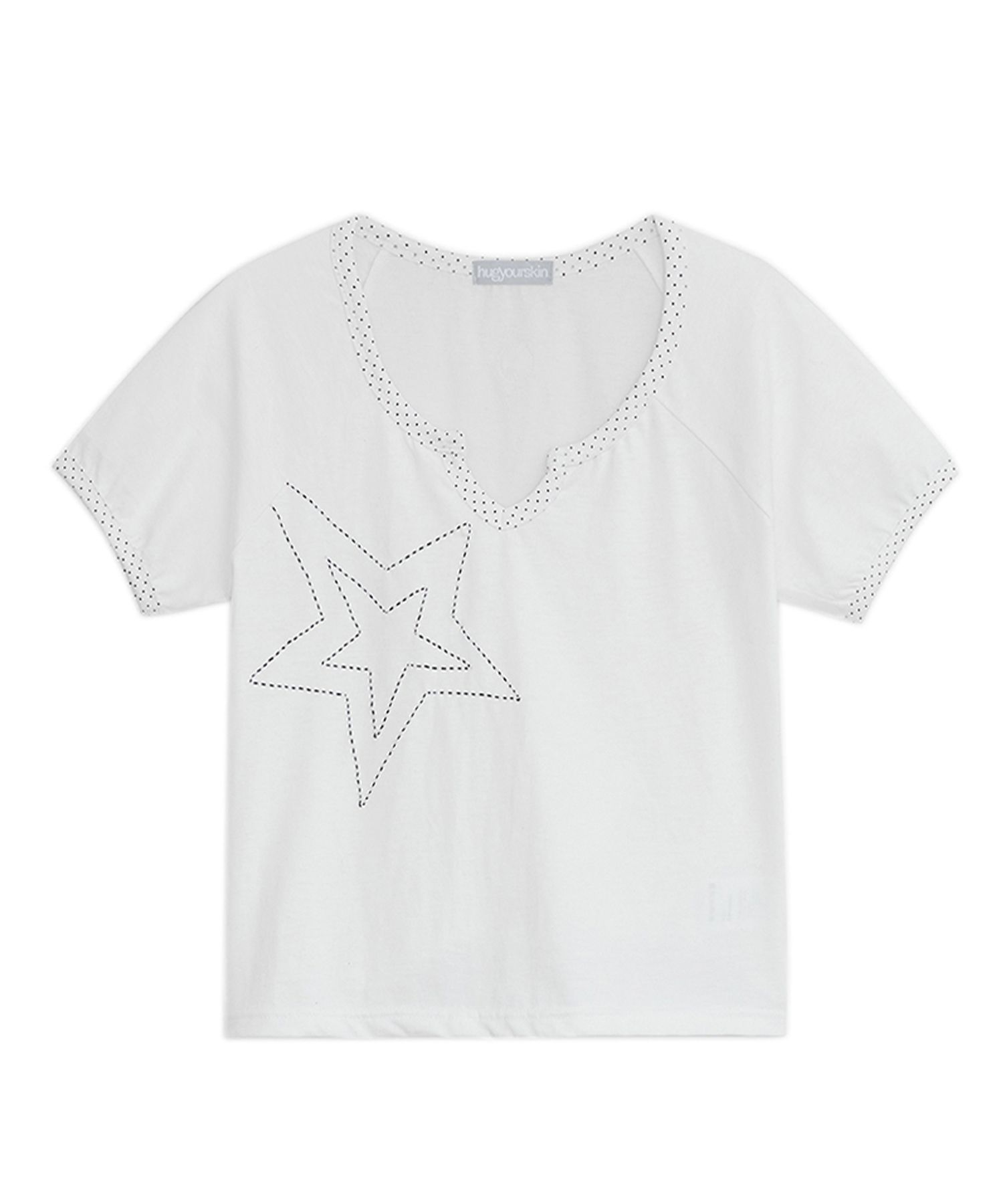 hug your skin☆Star stitched top MUSINSA公式 | HUG YOUR SKIN Star Stitch Top (White)