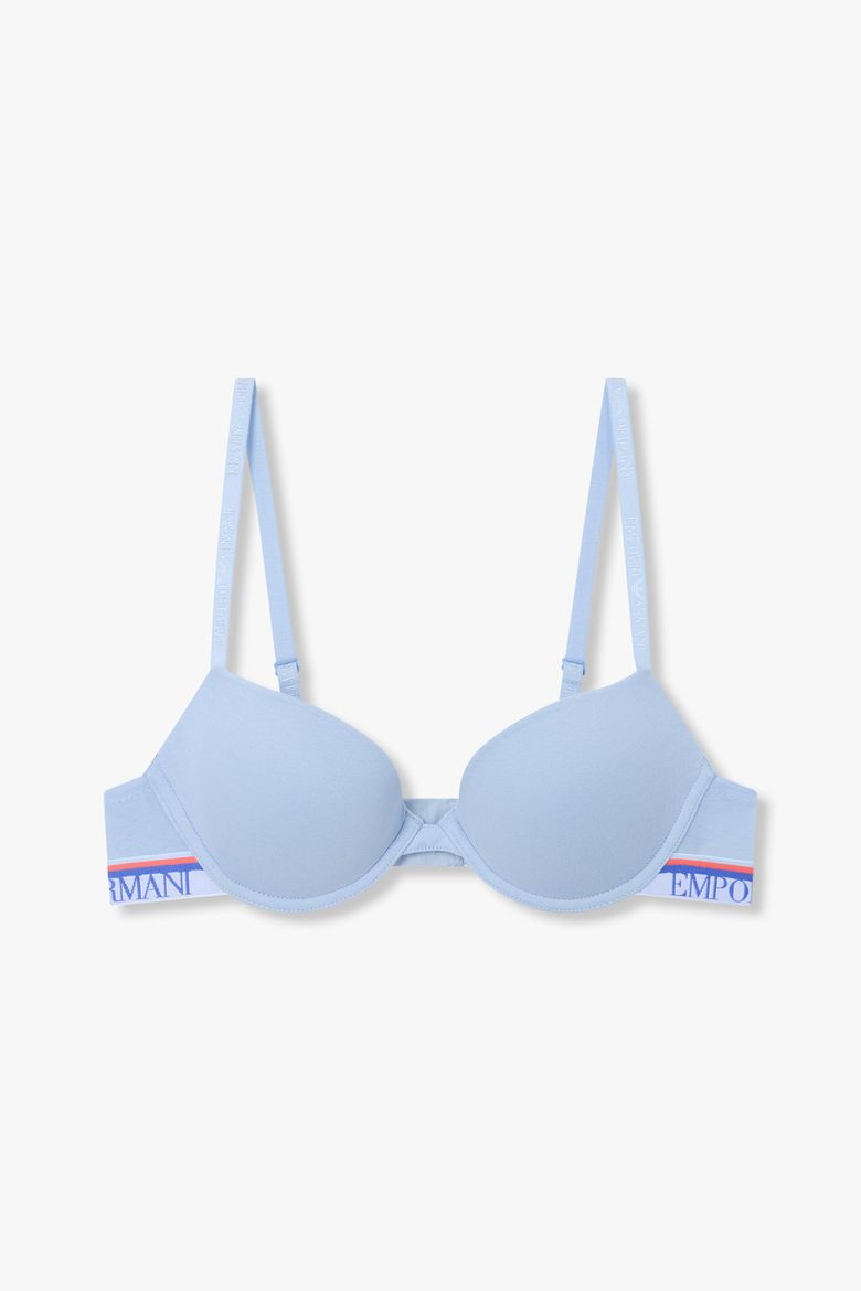 여성 스트라이프 로고 밴딩 푸쉬업 브라_라이트 블루 0825185524