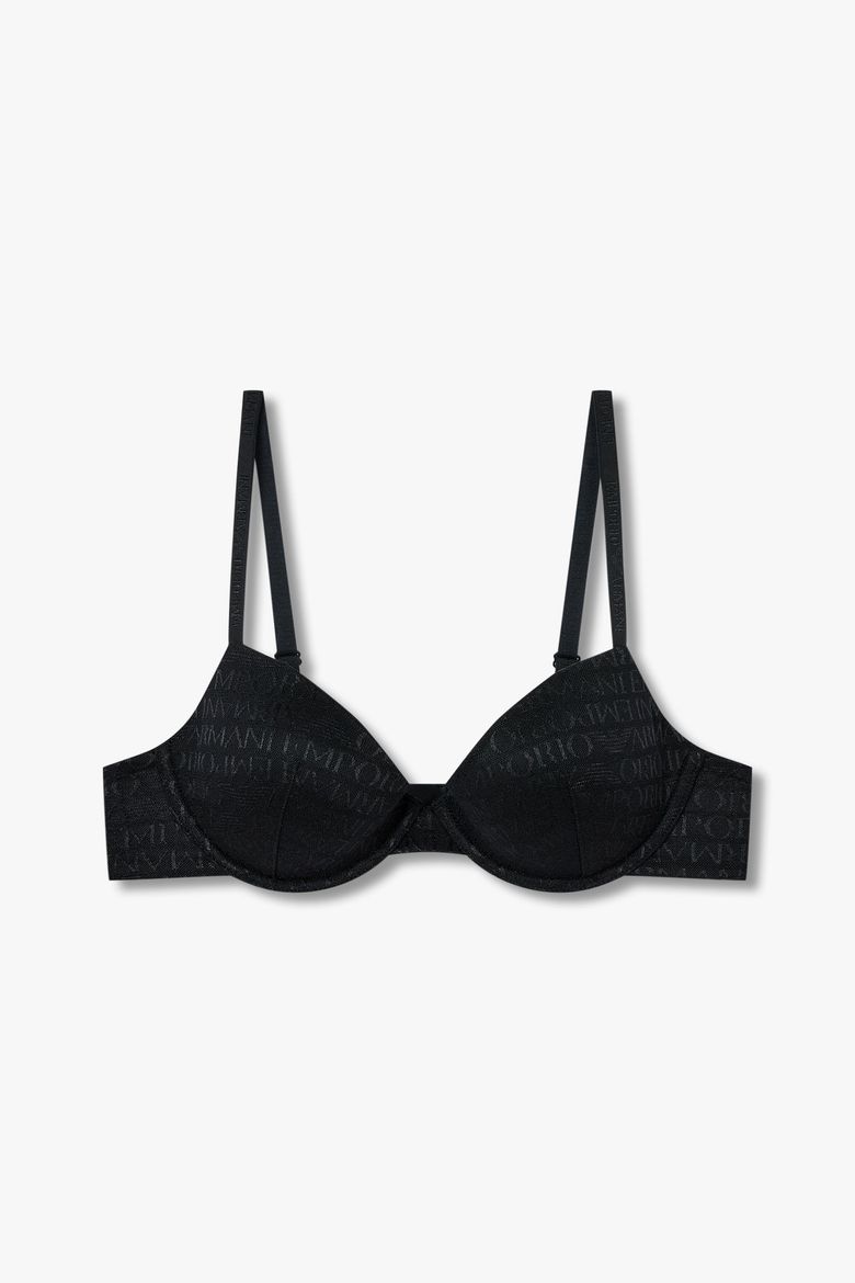 여성 로고 메쉬 리무버블 패드 푸쉬업 브라_블랙 0825185502