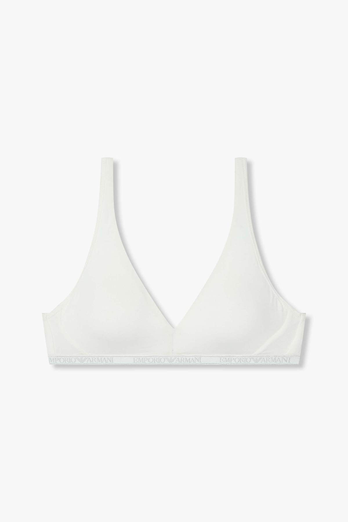 엠포리오 아르마니 언더웨어(EMPORIO ARMANI UNDERWEAR) 여성 메탈릭 로고 리무버블 패드 브라렛 브라_화이트 0825181537