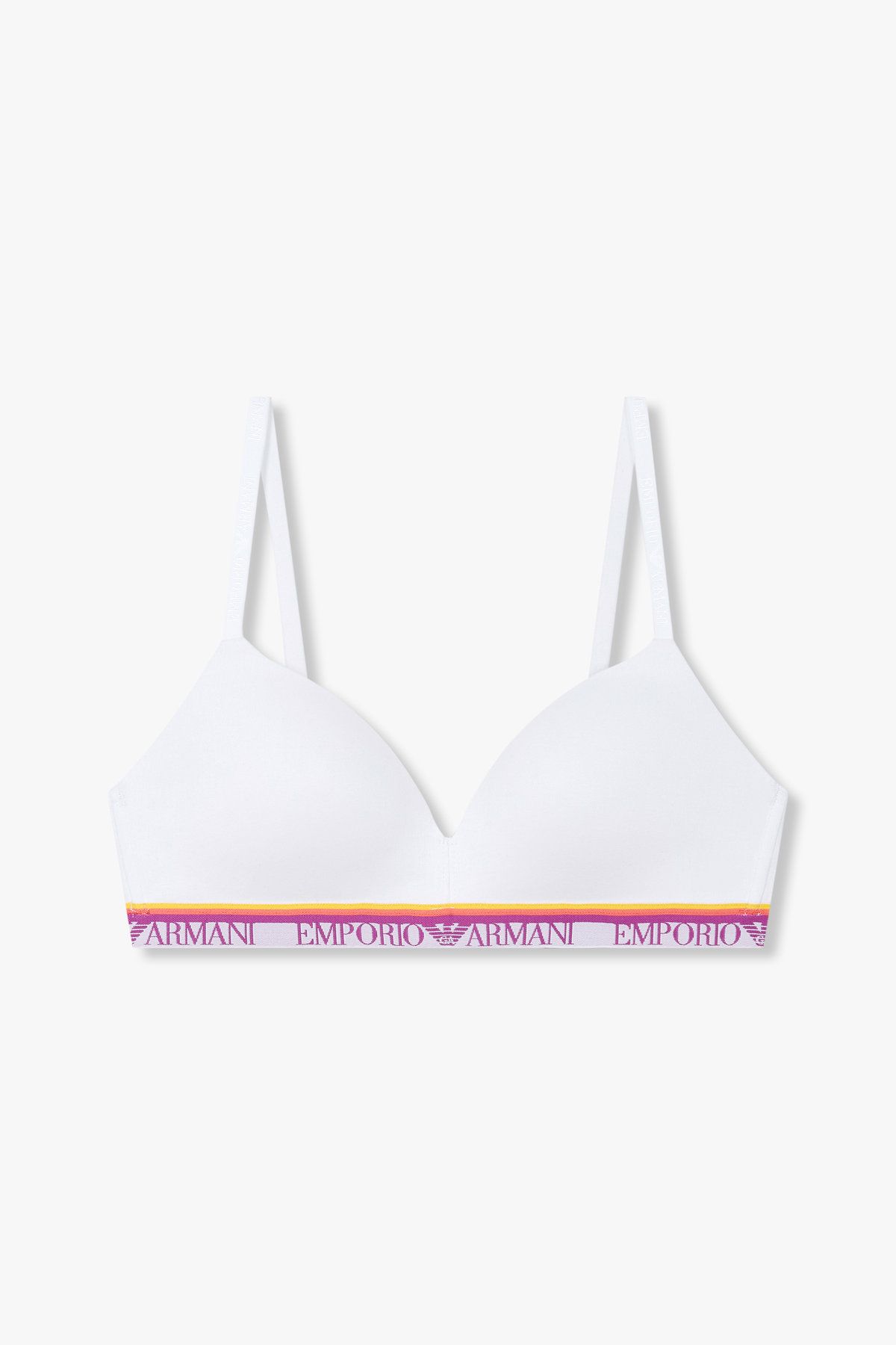 엠포리오 아르마니 언더웨어(EMPORIO ARMANI UNDERWEAR) 여성 스트라이프 밴딩 패디드 트라이앵글 브라_화이트 0825181522