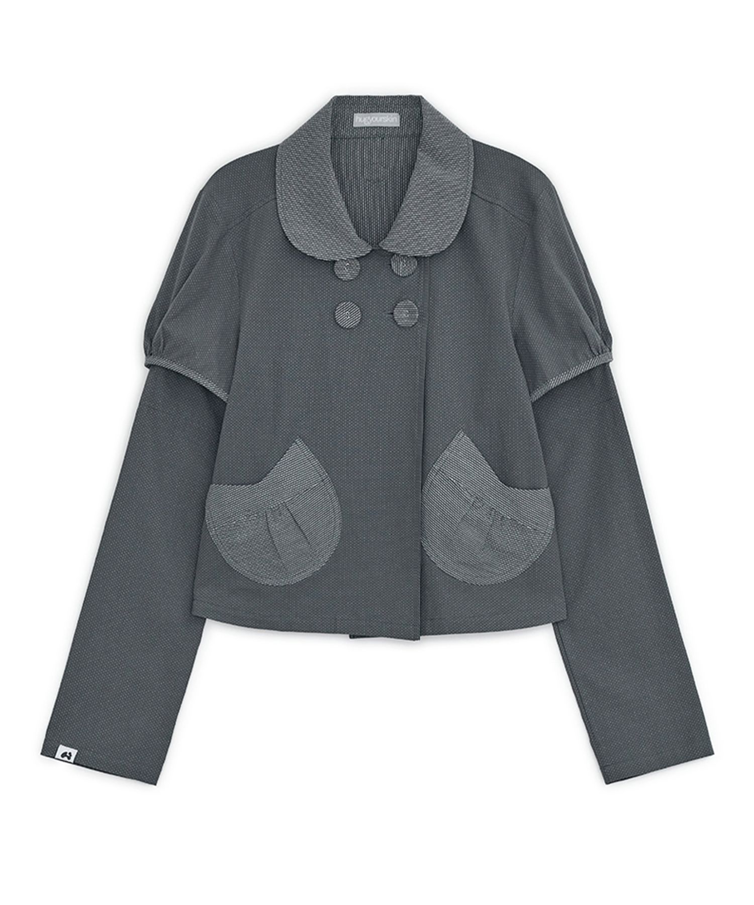 【HUGYOURSKIN】Detachable Round Jacket (Charcoal) MUSINSA | HUG YOUR SKIN Detachable Round Jacket (Charcoal)