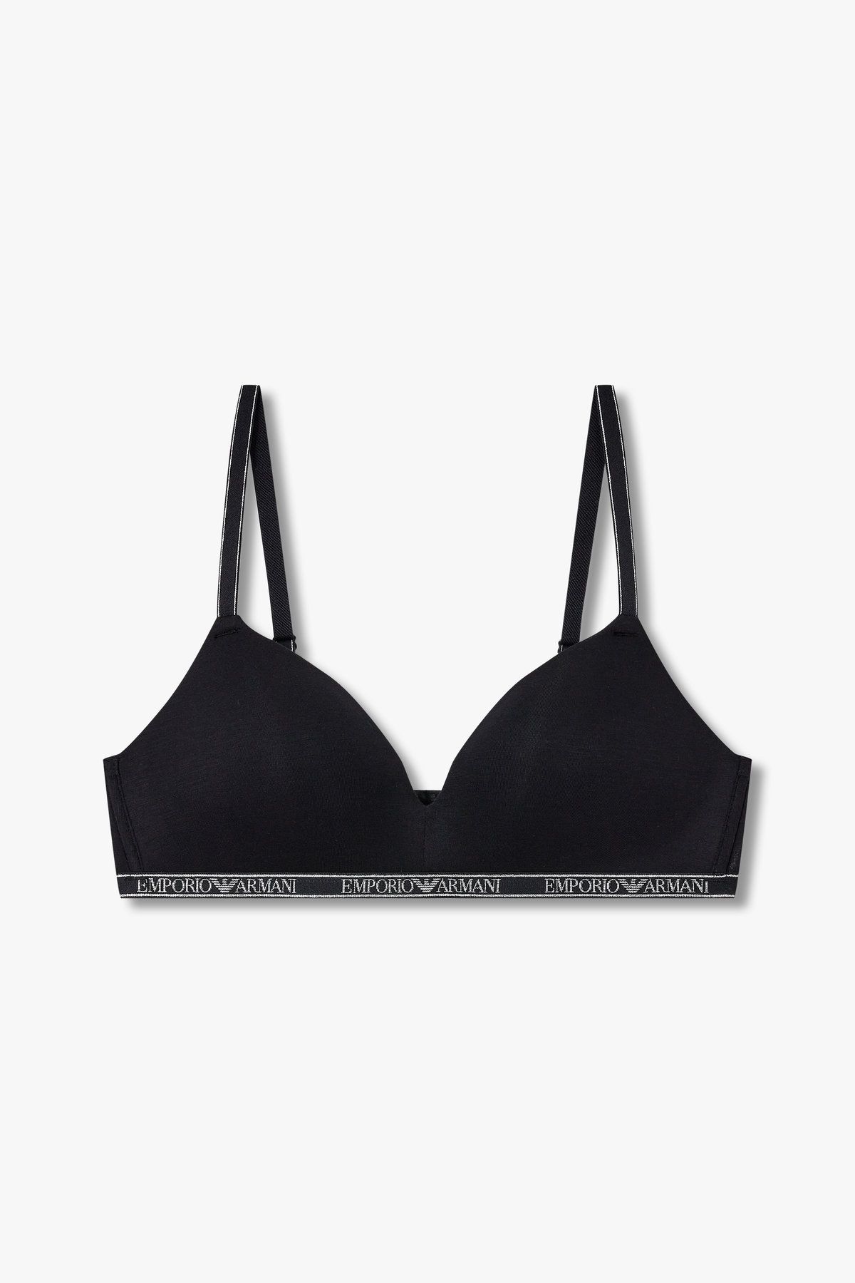 엠포리오 아르마니 언더웨어(EMPORIO ARMANI UNDERWEAR) 여성 메탈릭 로고 패디드 트라이앵글 브라_블랙 0825181536