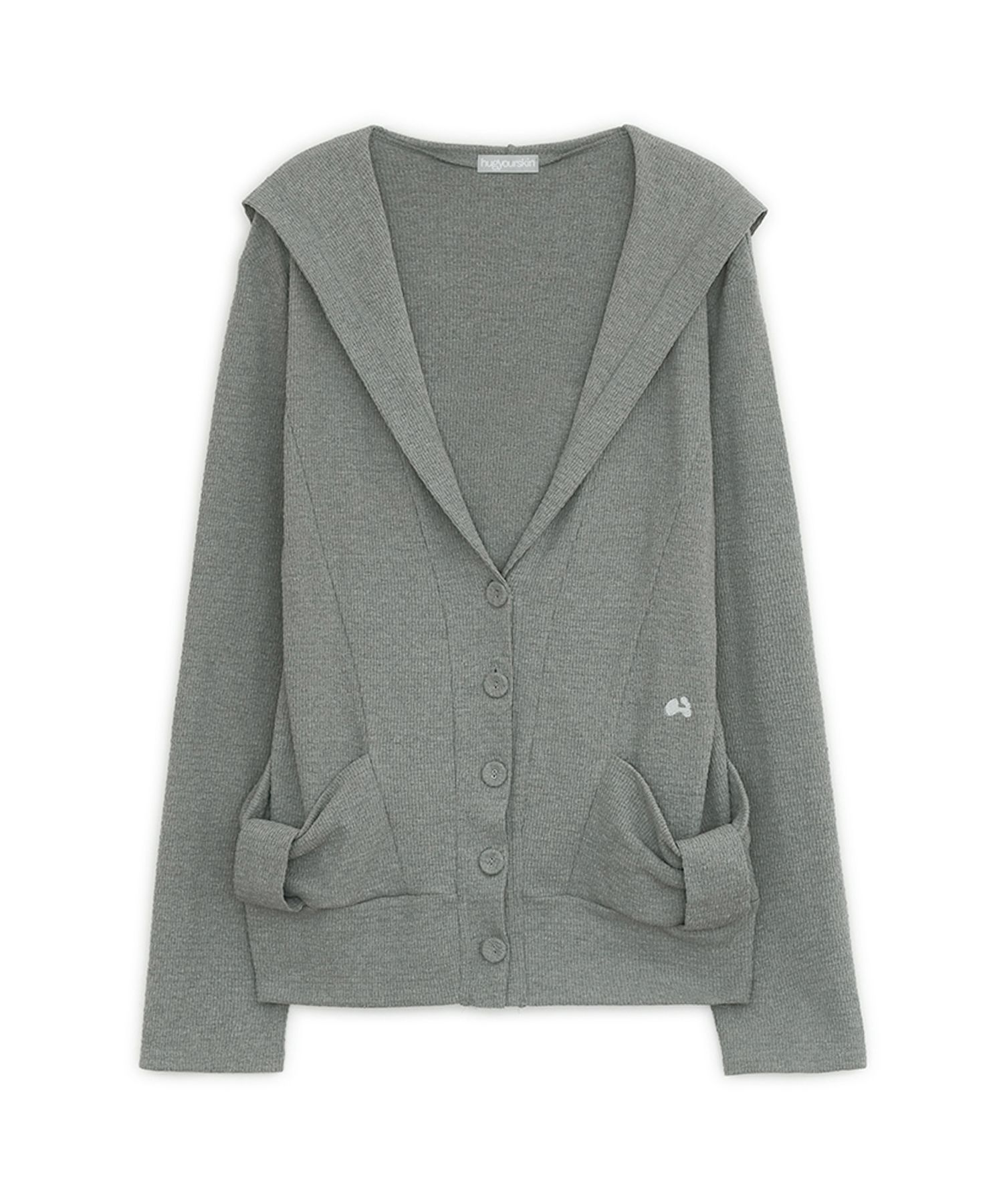 MUSINSA | HUG YOUR SKIN Hood Ribbon Cardigan (Gray)