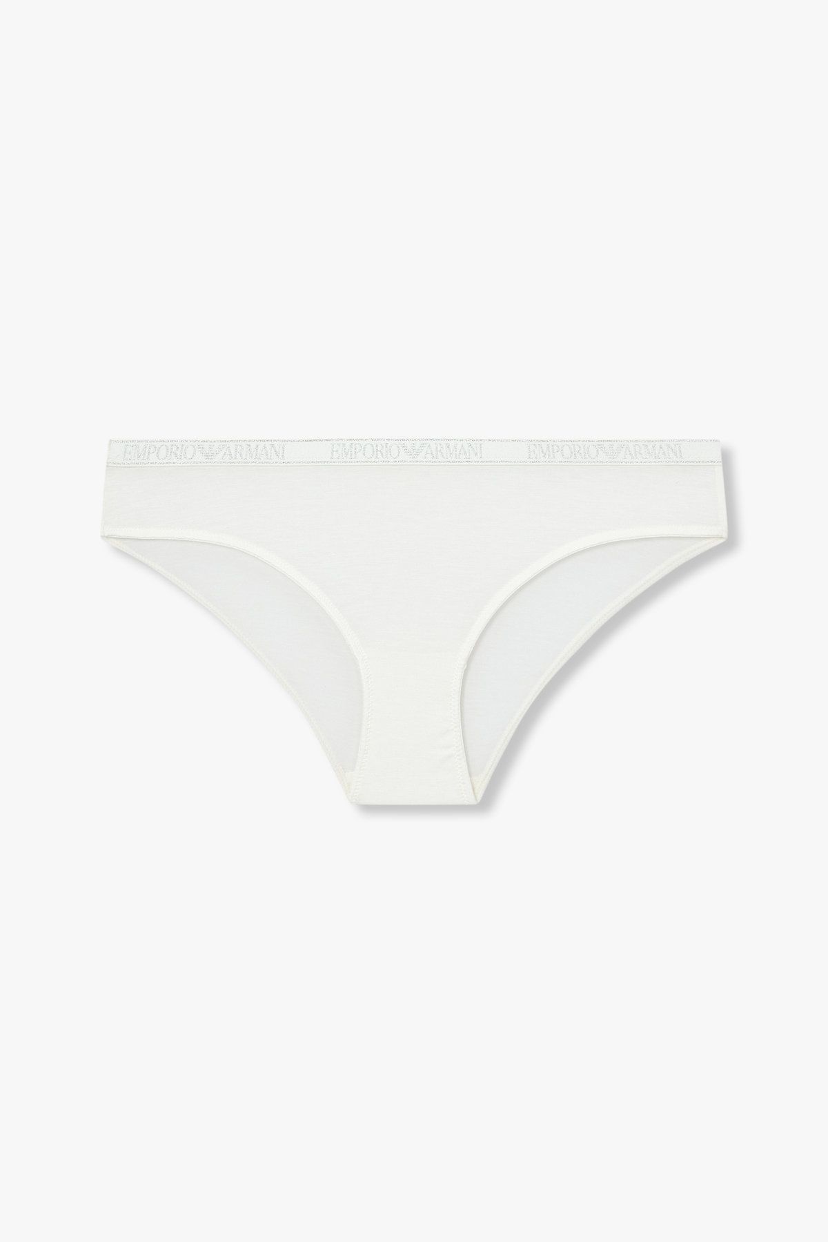 엠포리오 아르마니 언더웨어(EMPORIO ARMANI UNDERWEAR) 여성 메탈릭 로고 밴딩 레이온 브리프_화이트 0825111534