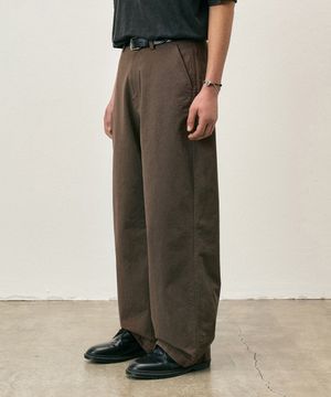코튼 워시드 와이드 팬츠 애쉬브라운 COOSPT243ASHBROWN