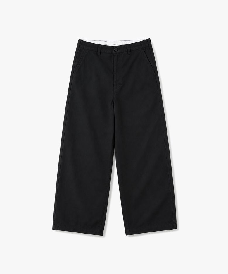 코튼 워시드 와이드 팬츠 블랙 COOSPT243BLACK
