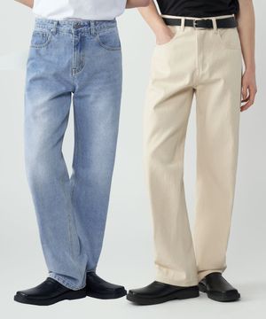 [2PACK]워시드 스트레이트 데님 팬츠 4Color