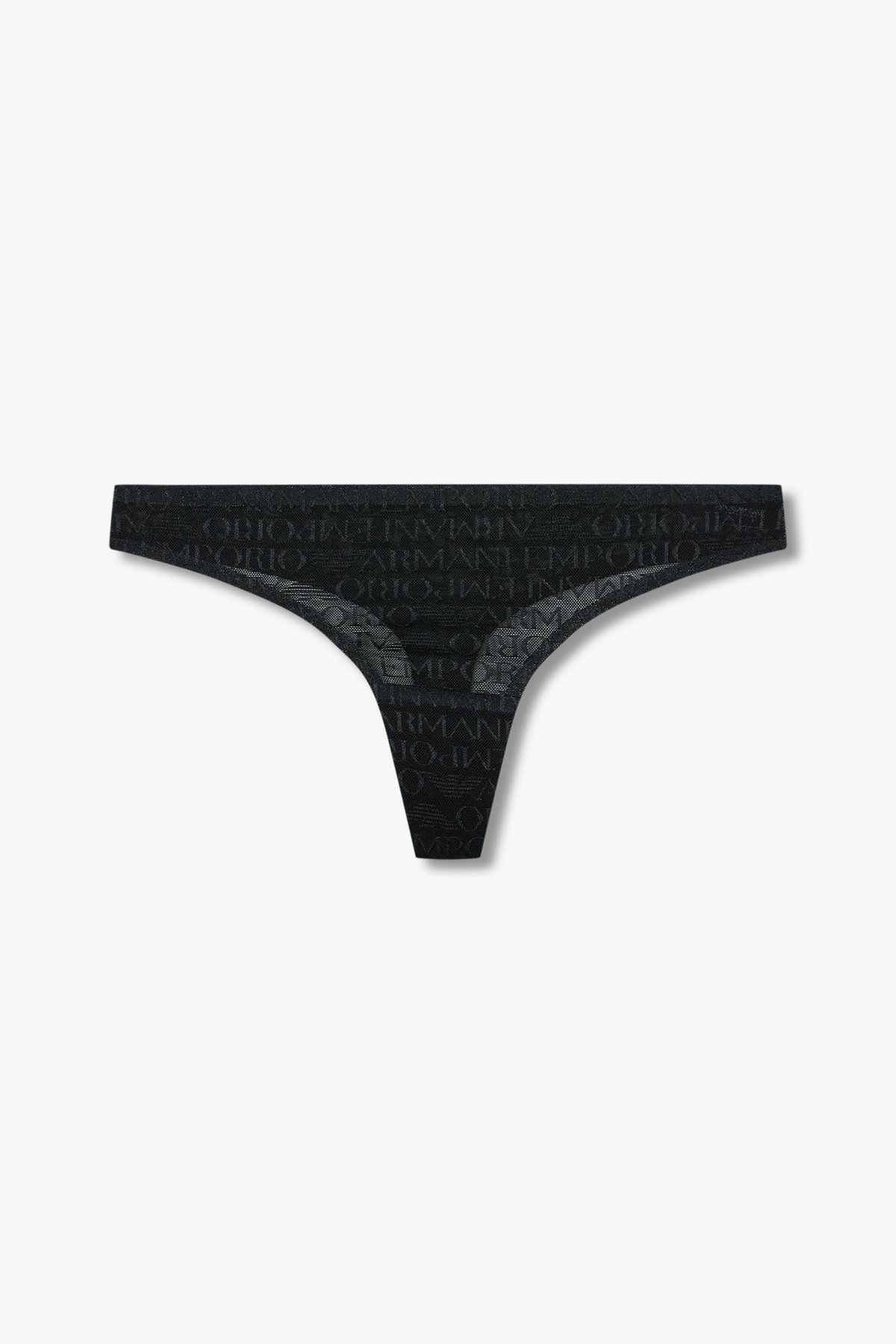 엠포리오 아르마니 언더웨어(EMPORIO ARMANI UNDERWEAR) 여성 로고 엠브로이더리 메쉬 티팬티_블랙 0825110502