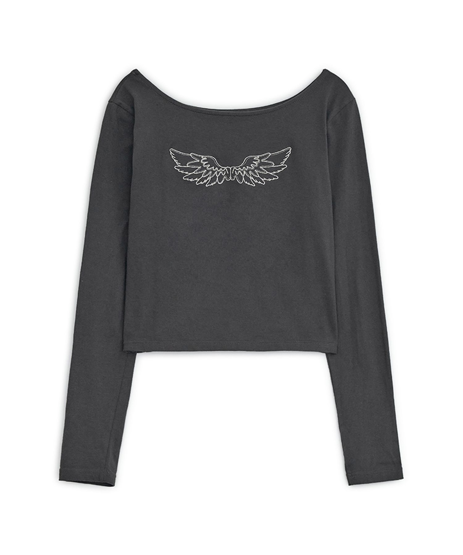 MUSINSA | HUG YOUR SKIN Angel Wing Top (Charcoal)