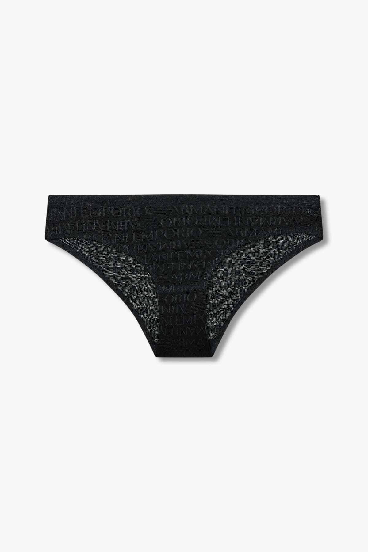 엠포리오 아르마니 언더웨어(EMPORIO ARMANI UNDERWEAR) 여성 로고 엠브로이더리 메쉬 브리프_블랙 0825111502