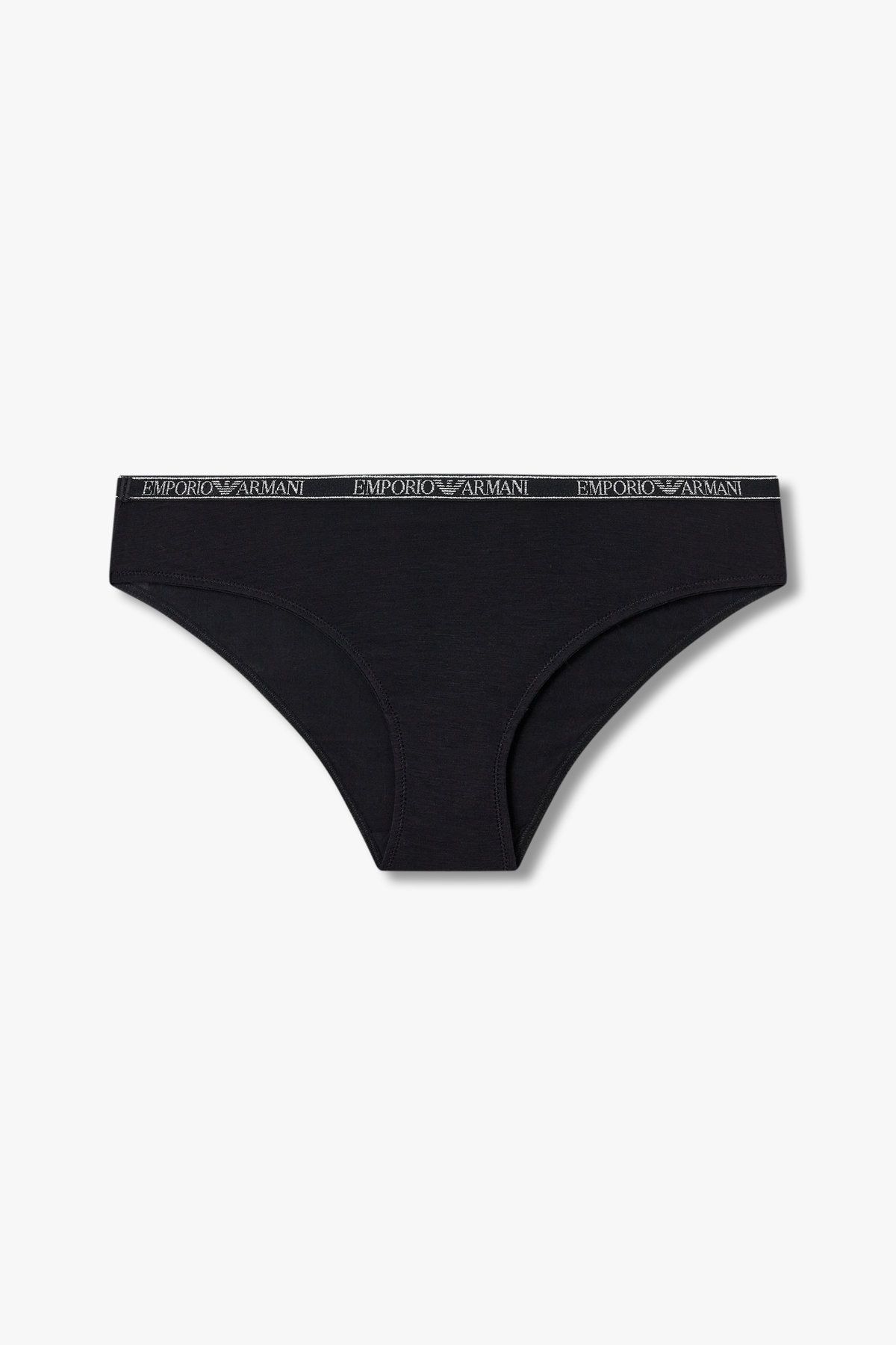 엠포리오 아르마니 언더웨어(EMPORIO ARMANI UNDERWEAR) 여성 메탈릭 로고 밴딩 레이온 브리프_블랙 0825111536