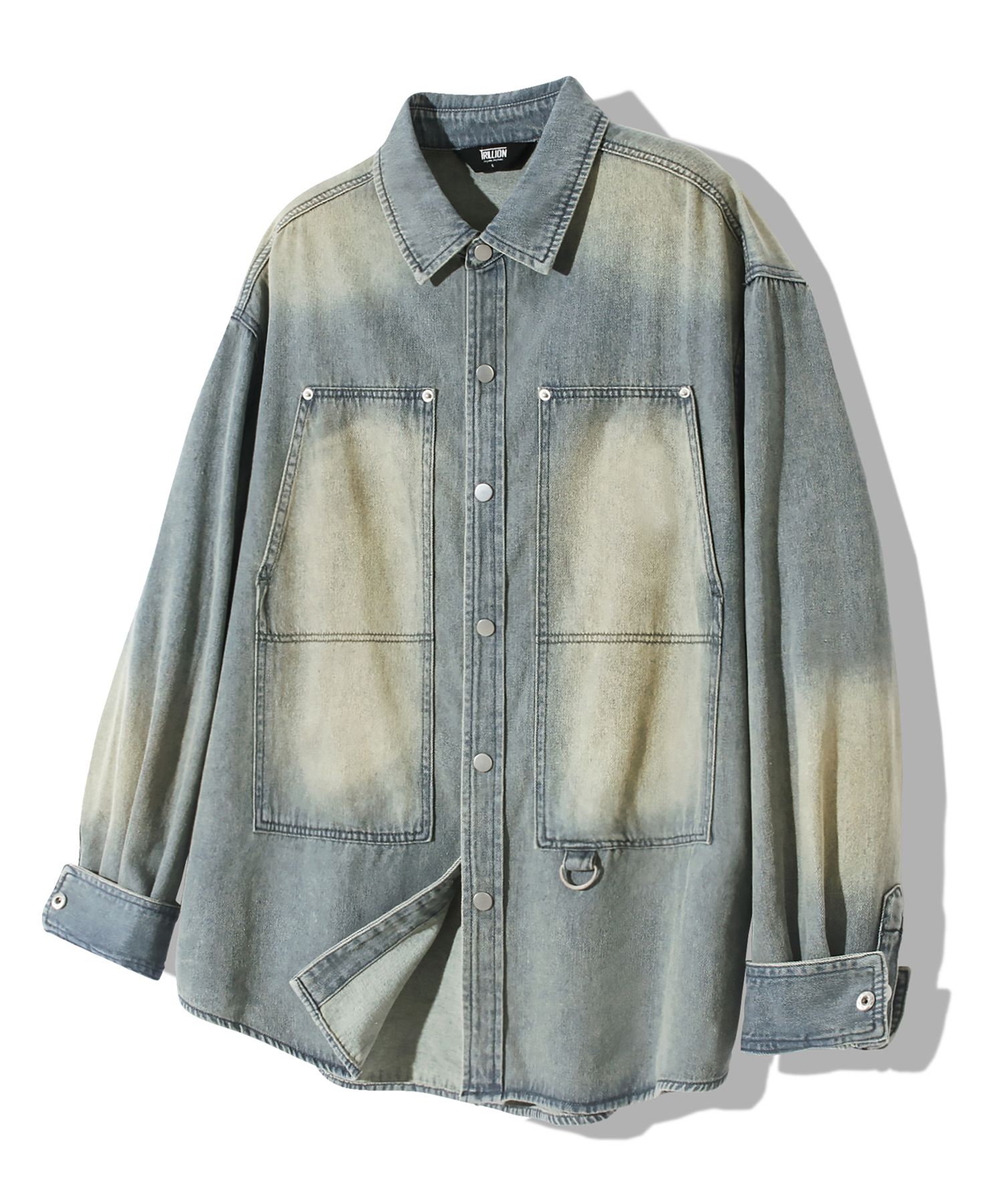 ★TRILLION★2025SS★Carpenter pocket denim work shirt★3色 Frizmworks DENIM CARPENTER POCKET WORK SHIRT - INDIGO STRIPE
